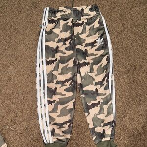 Adidas Kids Camouflage Joggers - Green and Tan